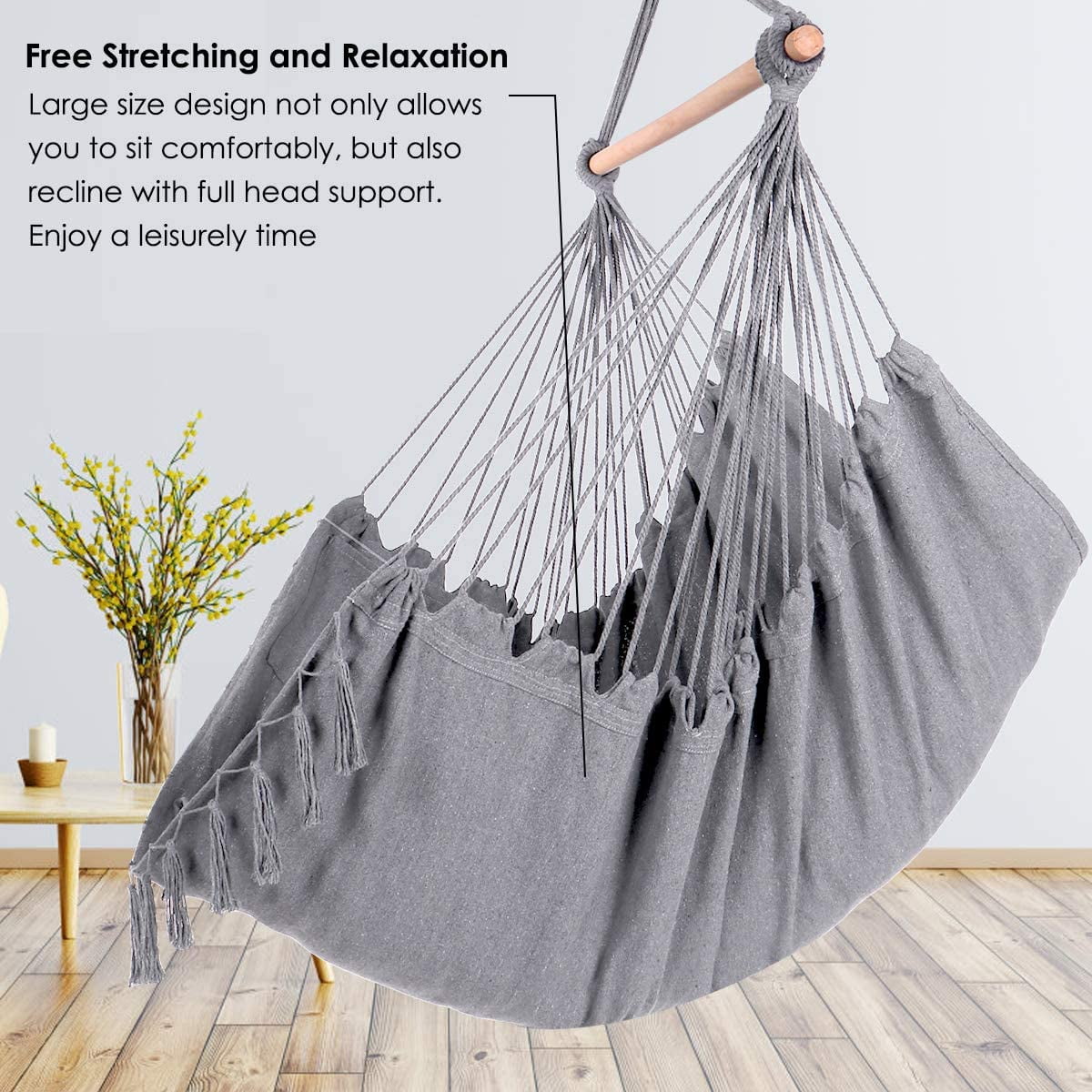 Max 330 Lbs Quality Cotton Weave for Superior Comfort,Durability Red Stripe Y- STOP Hammock Chair Hanging Rope Swing