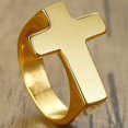 thumbnail image 3 of Stainless Steel Christian Sideways Cross Signet Style Ring, 3 of 8
