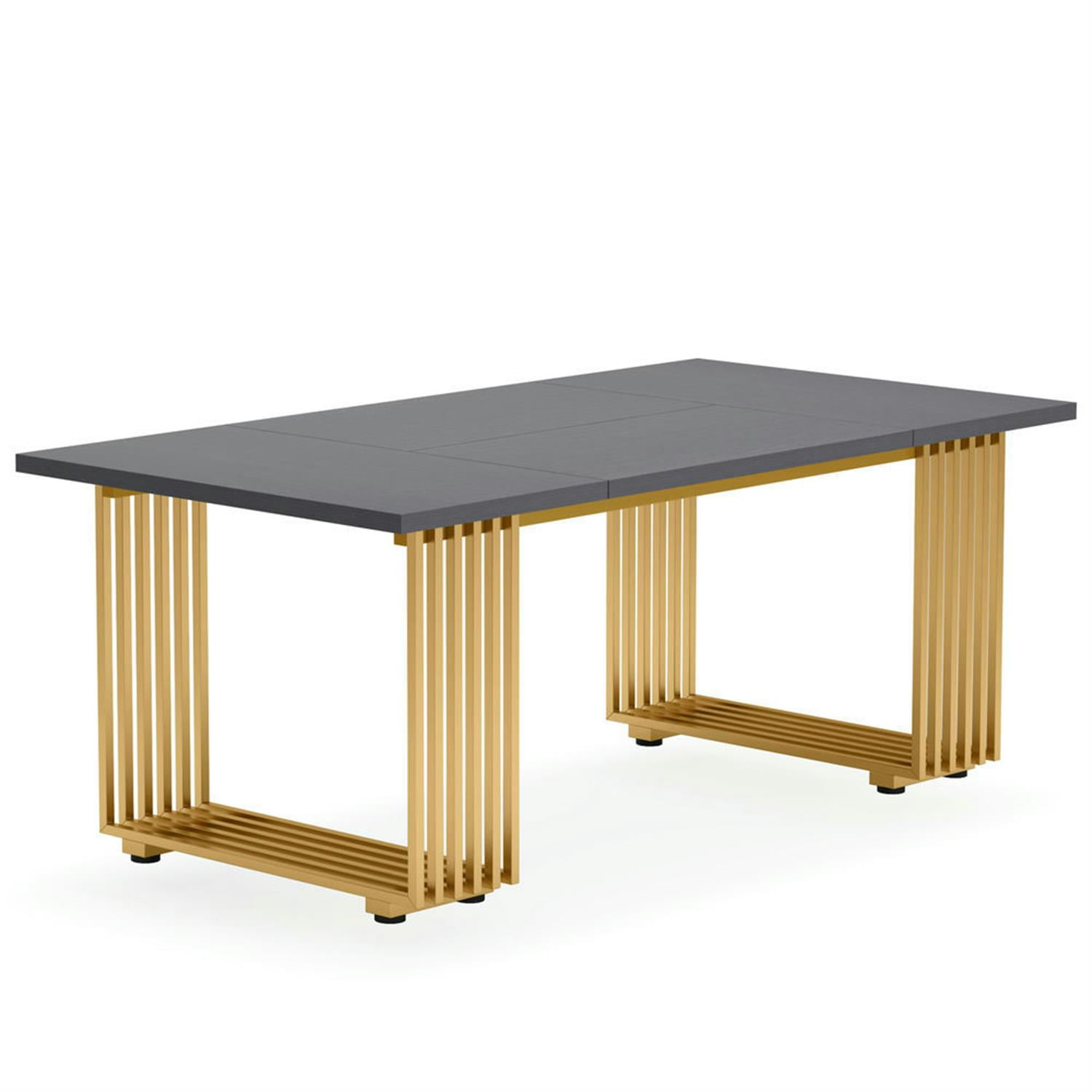 Demi Bonn 70" Modern Rectangular Dining Table for 6-8 People, Wood Kitchen Dinner Table for Dining Room, Home, Gray