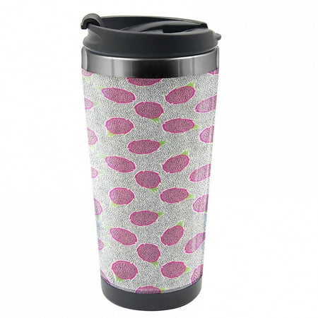 

Tropical Travel Mug Crosscut Dragon Fruit Steel Thermal Cup 16 oz by Ambesonne