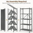thumbnail image 6 of Vebreda 5-Tier Foldable Metal Storage Shelf with Wheels, No-Assembly Collapsible Shelving Unit, Heavy-Duty Rolling Organizer Rack for Kitchen, Garage, Pantry, and Office, 6 of 9