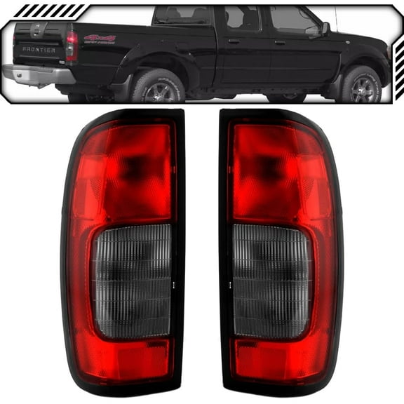 EPIC LIGHTING OE Style Halogen Tail Lights Red Smoke Assembly Replacement for NISSAN 00-04 FRONTIER 2WD 4WD [ NI2818103 NI2819103 265547B425 265597B425 ] Pair