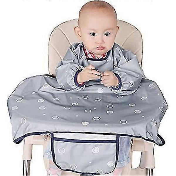 Baby Feeding Bib, Long Sleeve Bib Attaches to Highchair and Table, Weaning Bibs