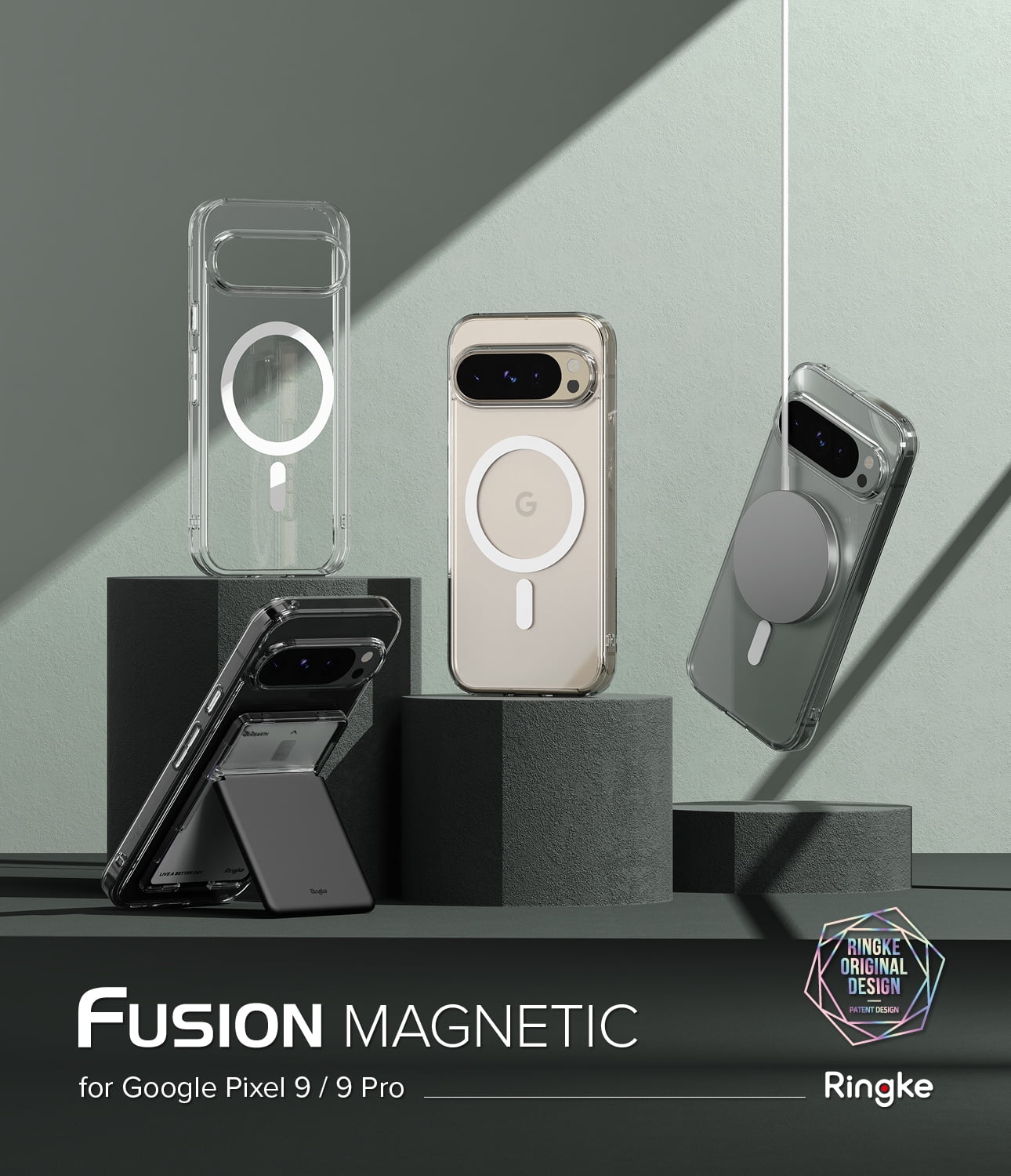 Ringke Pixel 9 Pro / 9 [Fusion Magnetic] Anti-Fingerprint Shockproof Bumper Phone Case Compatible with Magnetic Charger - Clear