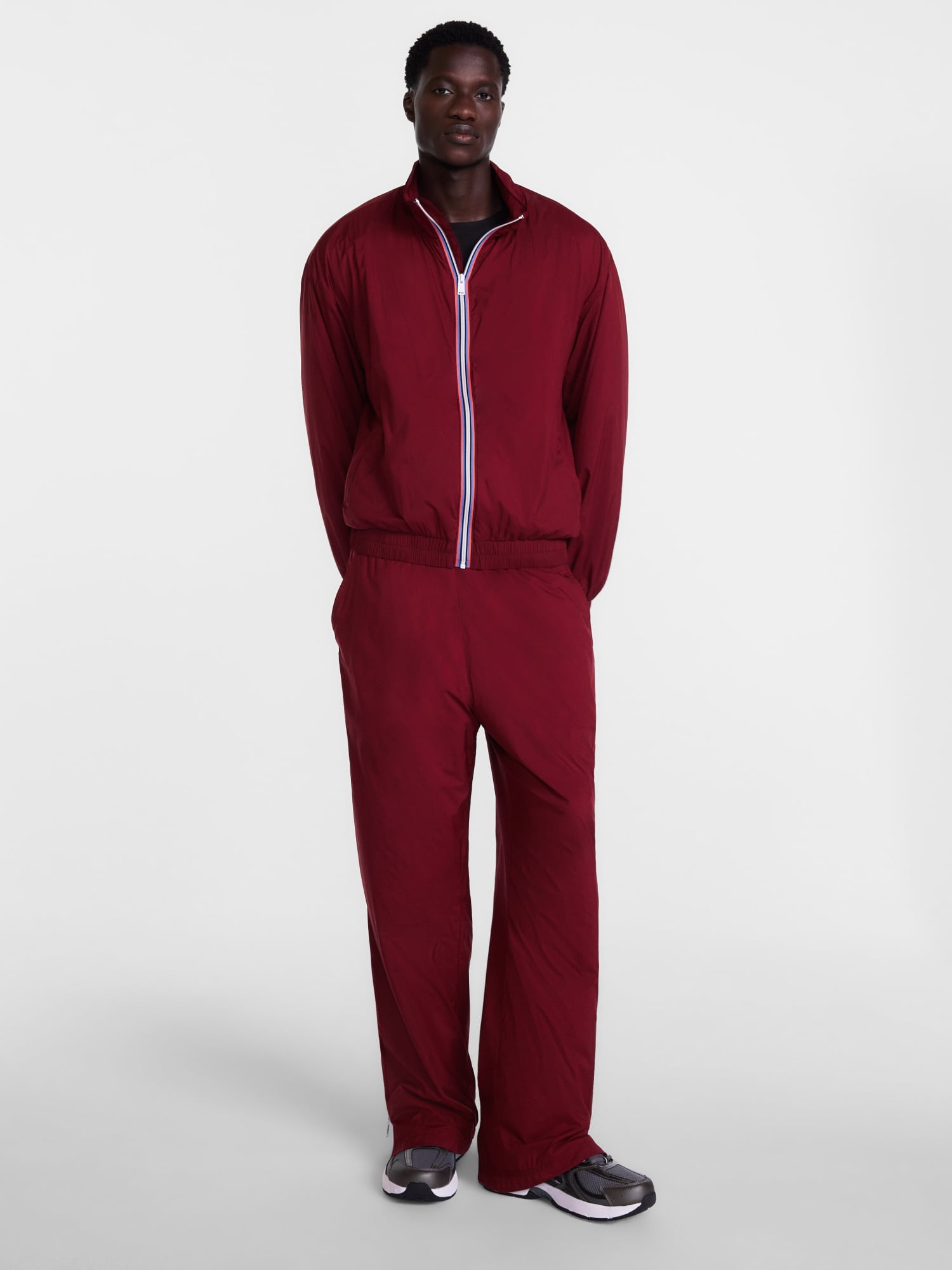 Avia Men's Relaxed Fit Tech Seersucker Track Pants with Side Stripe, Sizes XS-3XL