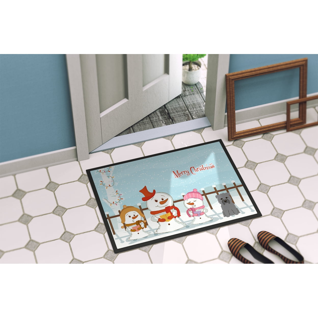 Merry Christmas Carolers Glen of Imal Grey Door Mat