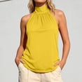 thumbnail image 4 of Alun Womens 2026 Fashion Summer Tank Tops Dressy Casual Lace up Halter Top Solid Color High Neck Sleeveless Tshirt Beach Vacation Thin Breathable Loose Fit Daily Wear Yellow XL, 4 of 6