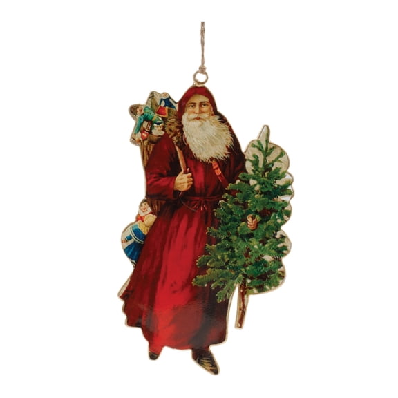 Melrose Vintage Metal Santa Ornament Set of 6