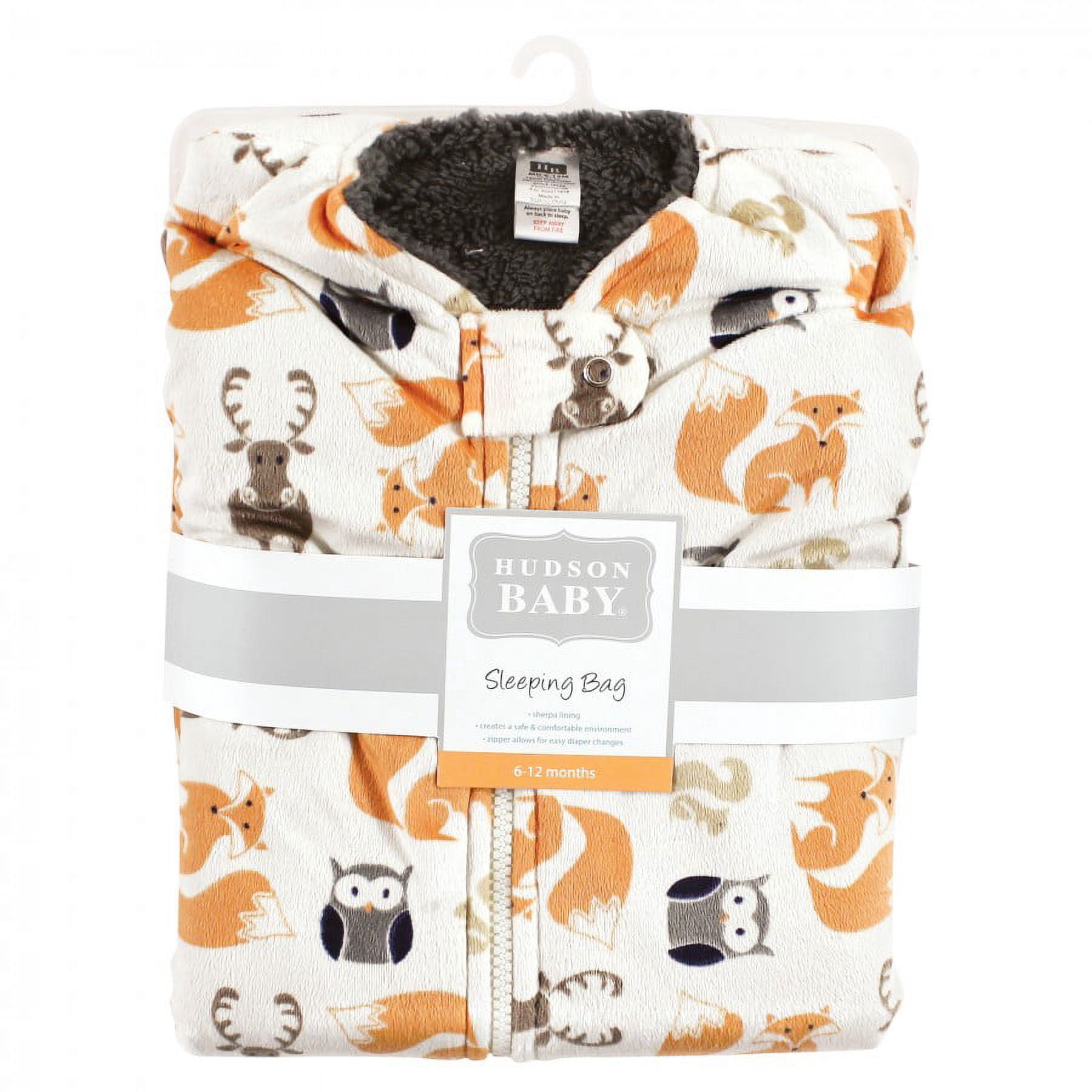 Hudson Baby Infant Boy Mink with Faux Shearling Inner Sleeping Bag, Sack, Blanket, Boy Forest, 18-24 Months