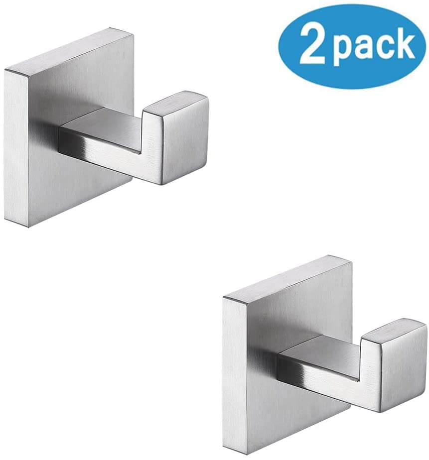 Bath Towel Hooks Matte Black, 9 Pack Stainless Steel Robe Coat and Clothes Hook, Heavy Duty Wall Hook for Bathroom & Kitchen, Modern Square Style Wall Bath Towel Hooks Matte Black, 9 Pack Stainless Steel Robe Coat and Clothes Hook, Heavy Duty Wall Hook for Bathroom & Kitchen, Modern Square Style Wall