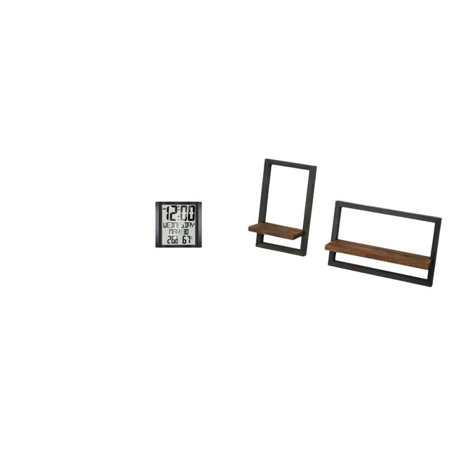 Reloj despertador digital,Reloj despertador digital de pared con pantalla de 8,6 pulgadas,Función de repetición de alarma en reloj digital doméstico para oficina,Estantes de almacenamiento