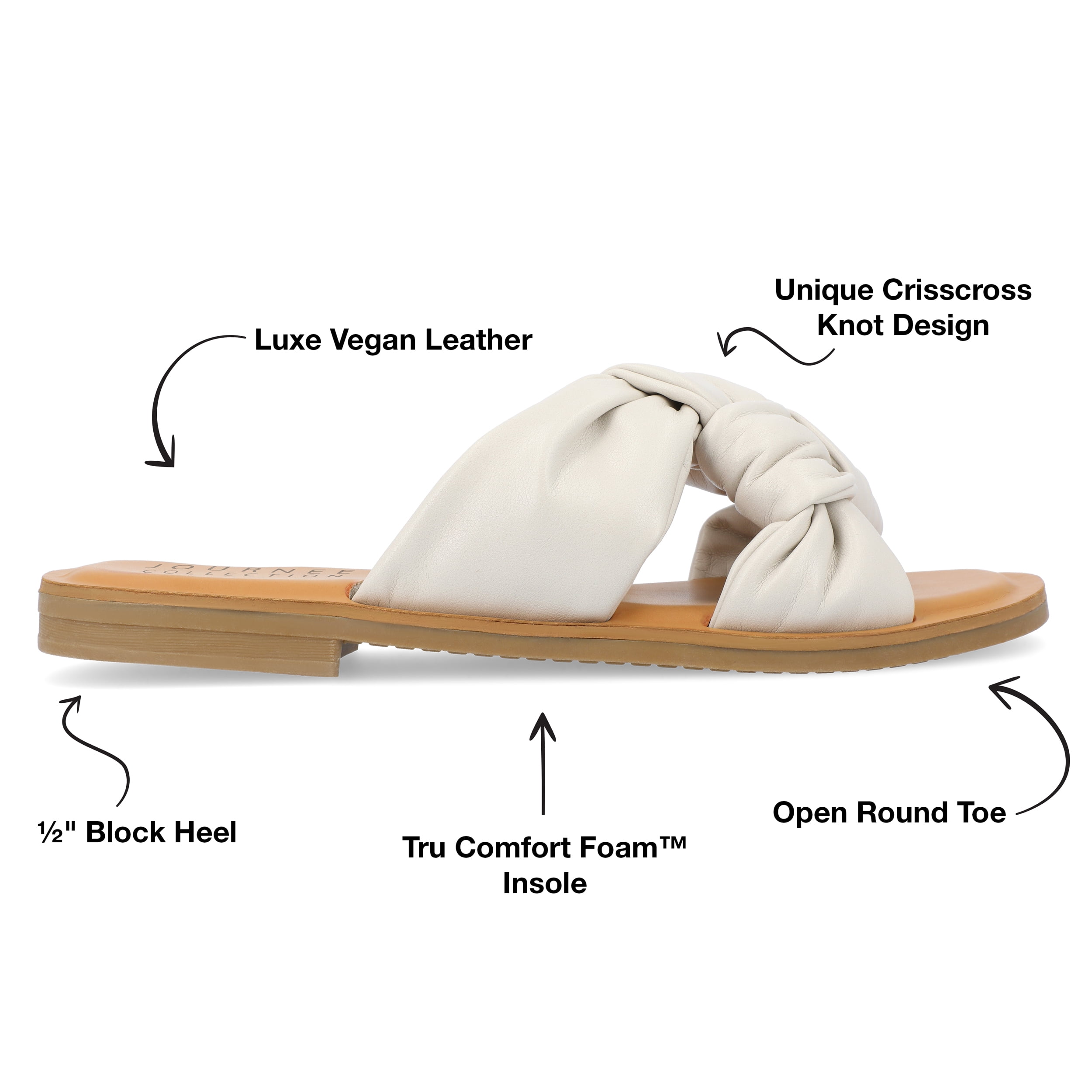 Journee Womens Kianna Slide Puffy Flat Sandals
