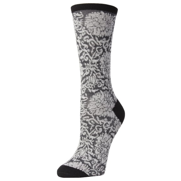 Natori Fields of Chi Cotton Blend Crew Socks - Womens - Female, 9-11, Black
