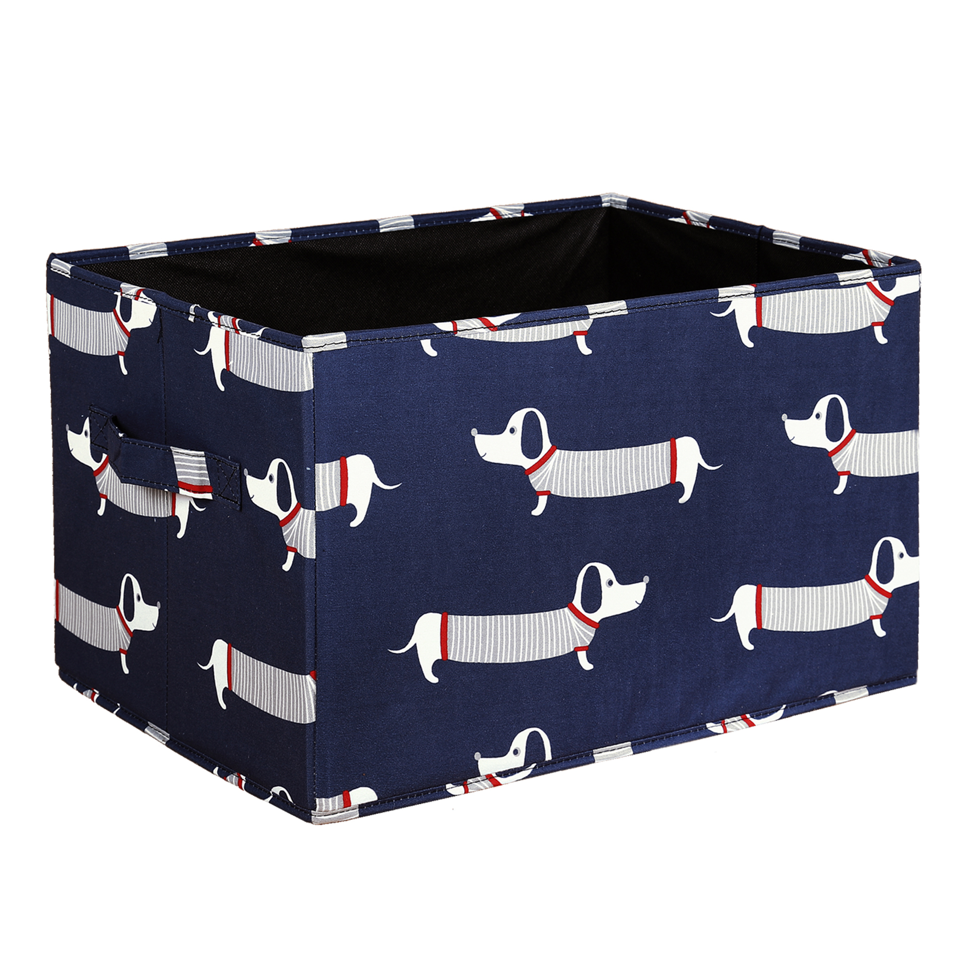 Sausage Dog Fabric Covered Collapsible Box Navy 3Pc Set