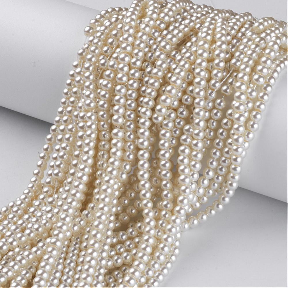 20 Strand Glass Pearl Beads Strands Pearlized Round Creamy White 4~5mm Hole: 1mm about 200pcs/strand 30.71 inch(78cm)DIY