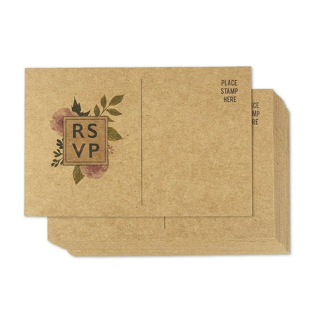 50 pack rsvp postcards kraft blank response card wedding