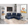 thumbnail image 3 of Pixie 3Pc Sofa Sectional Modular L Shaped Couch Navy Blue/Cream Fabric, 3 of 3