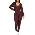 thumbnail image 2 of Women Sexy Deep V Neck Christmas Jumpsuit Long Sleeve One Piece Bodycon Rompers Overall Sleepwear, 2 of 9