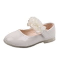 thumbnail image 2 of FSYBOA Girls Dress Shoes Size 11(Little Kids), Hook and Loop Strap Non Slip Soft Soled Solid Color Kids Flat Shoes White, 2 of 6
