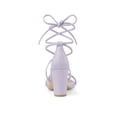 thumbnail image 4 of BLISSFUL STEP Edition Women's Shoes Open Toe Lace Up Block Heel Strappy Heels Light Purple 11, 4 of 8