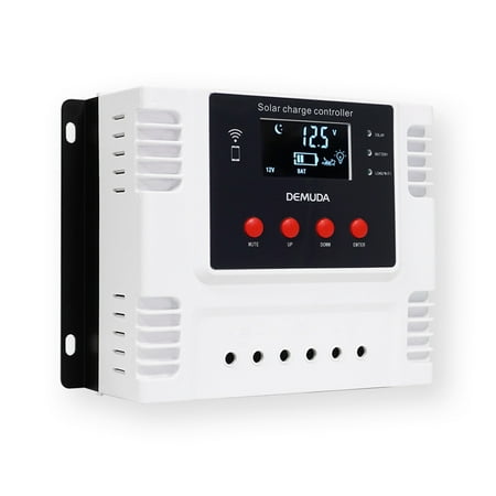 

Walmeck PWM Intelligent Solar Charges Controller Mobilephone App Control Real-time Data Monitoring Device Display /24V Controllers for Leadacid Ternary Lithium and Lithium-iron Batteries