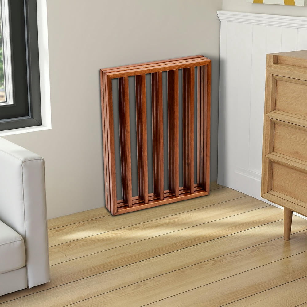 GVN Freestanding Pet Gate, Dog Gate,The Wooden Dog Fence Brown