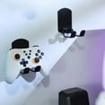 thumbnail image 2 of Universal Game Controller & Headphone Storage Stand, Foldable Wall Mount Holder for PS5 PS4 Xbox Controllers & Gaming Headsets, ABS Silicone Design, 2 of 8