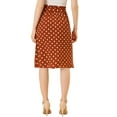 thumbnail image 4 of INSPIRE CHIC Women's Belted Elastic Waist Vintage A-Line Midi Skirt S Orange-Polka Dot, 4 of 7