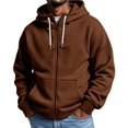 thumbnail image 2 of Mens Waffle Hoodies Zip Up Oversized Long Sleeve Hooded Jacket Drawstring Hooded Cardigan Casual Fall Winter Streetwear Daily Wear, 2 of 5