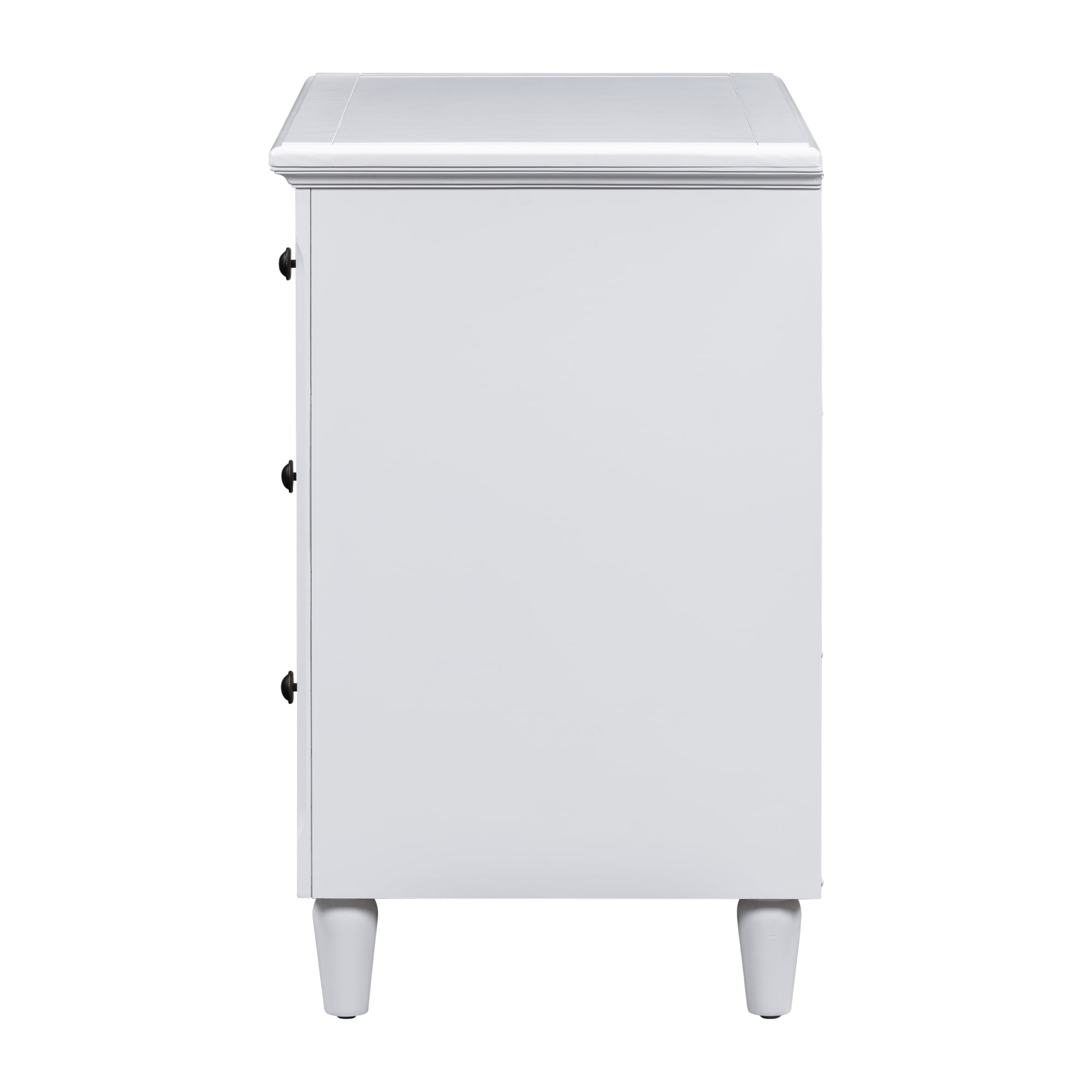3 Drawer Nightstand,28" H Bedside Cabinet with Metal Handle,Modern Sofa Side Table with Rubber Legs for Bedroom Sofa Couch Office,White