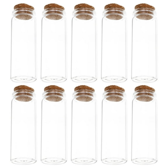 EXHUMKY 10Pcs Glass Bottles Cylindrical Transparent Sealing Function Food Storage Home