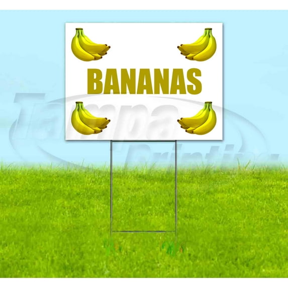 Bananas (18" x 24") Yard Sign, Includes Metal Step Stake