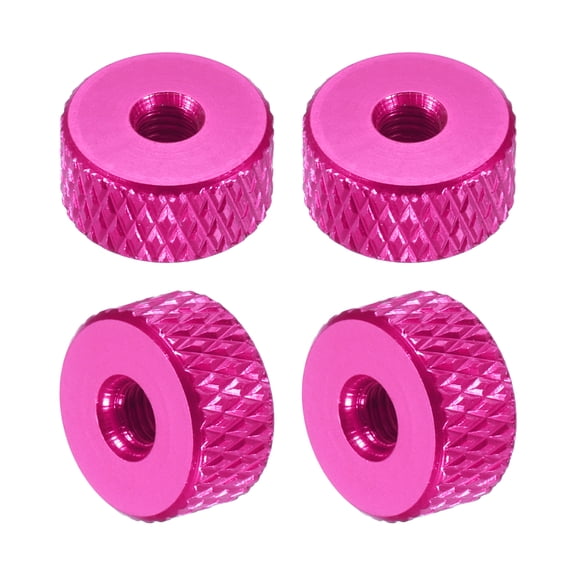 Uxcell 4 Pcs Knurled Thumb Nuts, M3 x 10 mm x 5 mm Female Aluminum Flat Through Hole Lock Adjusting Nuts Handle Knob Fasteners for 3D Printer Parts, Machine, DIY, Peach Red