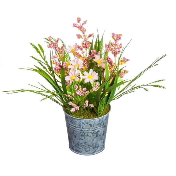 11" Daisy Bouquet in Tin Pot