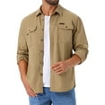 thumbnail image 1 of INSPIRAR CHIC Camisas de Trabajo Casual para Hombre de Manga Larga con Botones y Bolsillos para Pesca y Senderismo M Caqui, 1 of 6