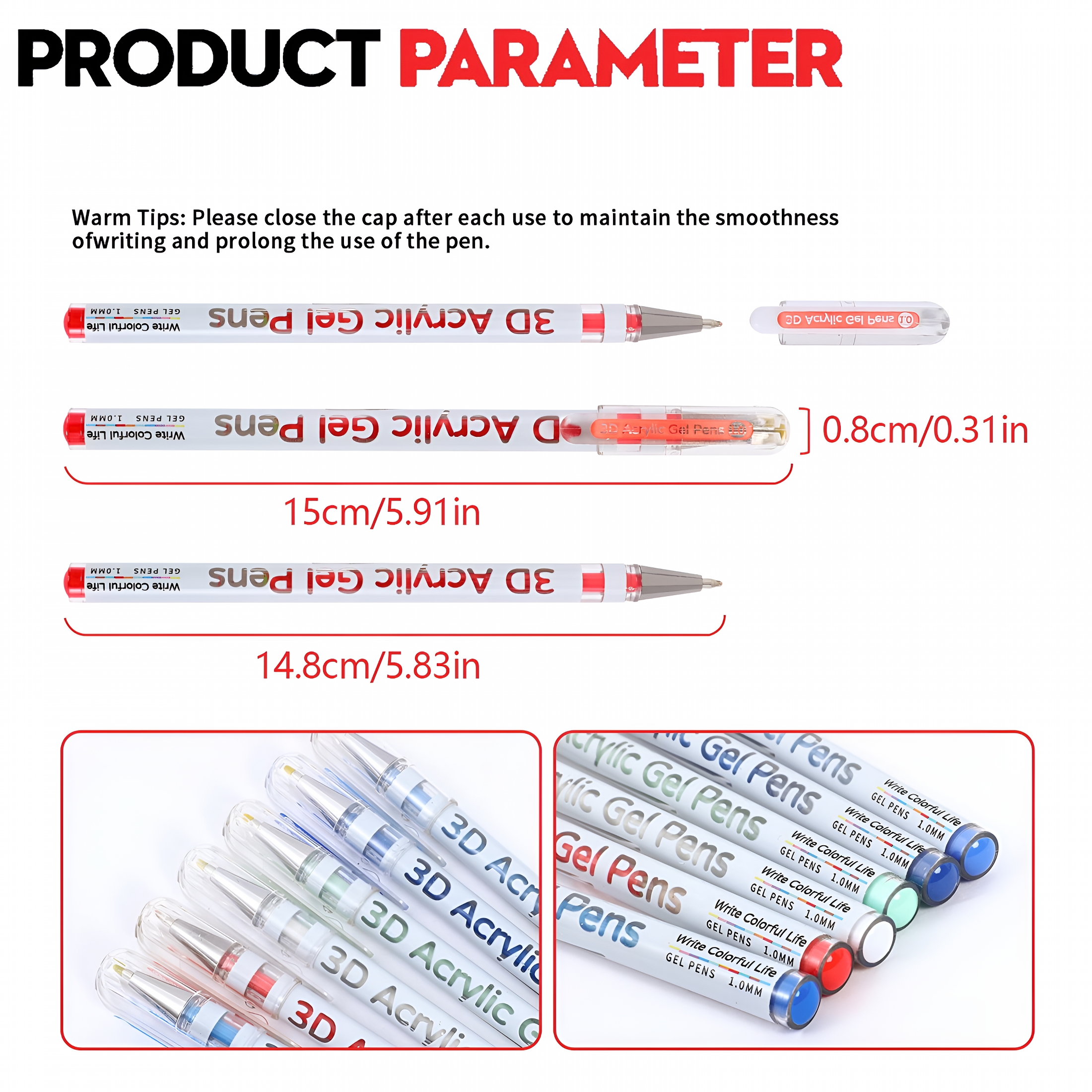 CCOCC 2026 New Acrylic Gel Pens with High Aesthetic Appeal in Trendy Style Fast Drying 1Mm for Smooth Writing and Color Layering Great for Students Handwriting and Marking Needs (1Ml)