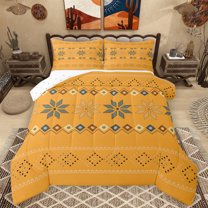 Manfei Vintage Polka Dots Full Size Comforter Sets,bohemian Rhombus Triangle Bedding Comforter Set,Orange Abstract Geometric Bedding Sets For Adults,Ultra Soft Home Decor Reversible,3pcs
