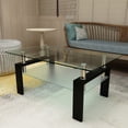 thumbnail image 2 of O'Force Rectangle Black Glass Coffee Table, Clear Coffee Table, Modern Side Center Tables for Living Room, 2 of 7
