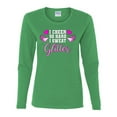 thumbnail image 2 of Wild Bobby, Cheer So Hard I Sweat Glitter Cheerleading Gift Team Squad, Pop Culture, Women Graphic Long Sleeve Tee, Kelly, Small, 2 of 4