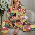 thumbnail image 4 of Wukai Cute Cartoon Cat Print Women's Pajama Set - Soft Long Sleeve Sleepwear for Comfort and Style-Small, 4 of 9