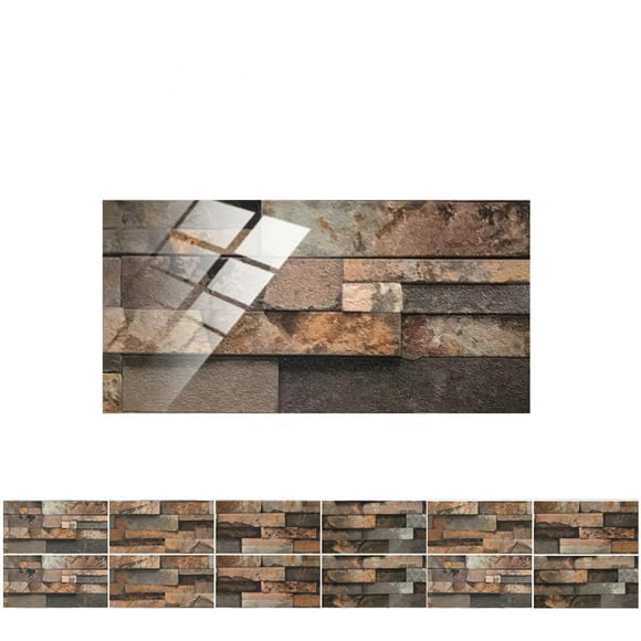 Ongmies 3D Stone Design Peel and Stick Wallpaper – Self-Adhesive Brick Wall Tiles for Home, Bathroom, and Kitchen Backsplashes, 12-Pack