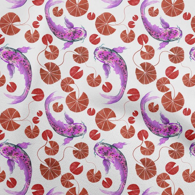 oneOone Rayon Brown Fabric Asian Japanese Koi Fish Craft Projects Decor Fabric Printed By The Yard 56 Inch Wide