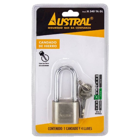 Candado Austral H 340 Tipo Disco Gancho Largo