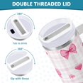 thumbnail image 5 of 40 oz Tumbler With Handle Stainless Steel Insulated Tumbler With Lid for Car Cup Holder Pink Butterfly Knot and Flowers, 5 of 9