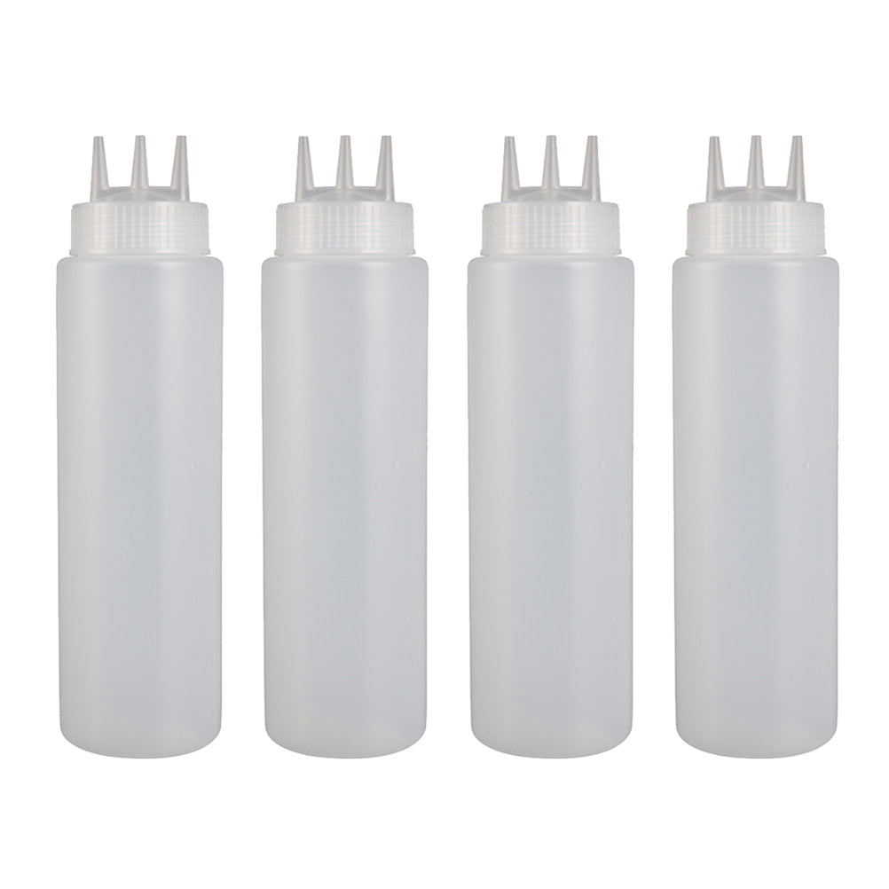 4pcs Plastic Jam Squeeze Bottles 3hole Tomato Sauce Dispensers Kitchen