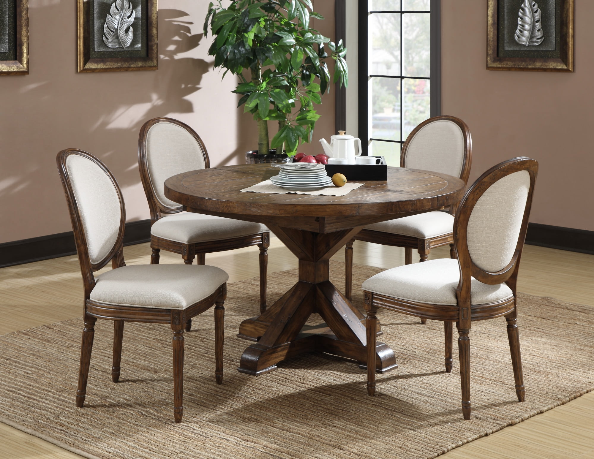 Wallace And Bay Dodson Brindled Pine 54 Round Dining Table With