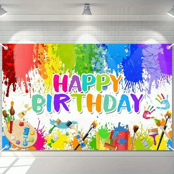 Birthday Banners Boy and Girl Graffiti Art Party Decorative Painting Theme Happy Birthday Photo Background X43.3 Inch Background