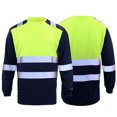 thumbnail image 3 of WTOBBY Men's Reflective Strip Long Sleeve T-Shirt for Construction Workwear, Designed for High Visibility and Comfort During Job Site Use,Fluorescence Yellow M, 3 of 4