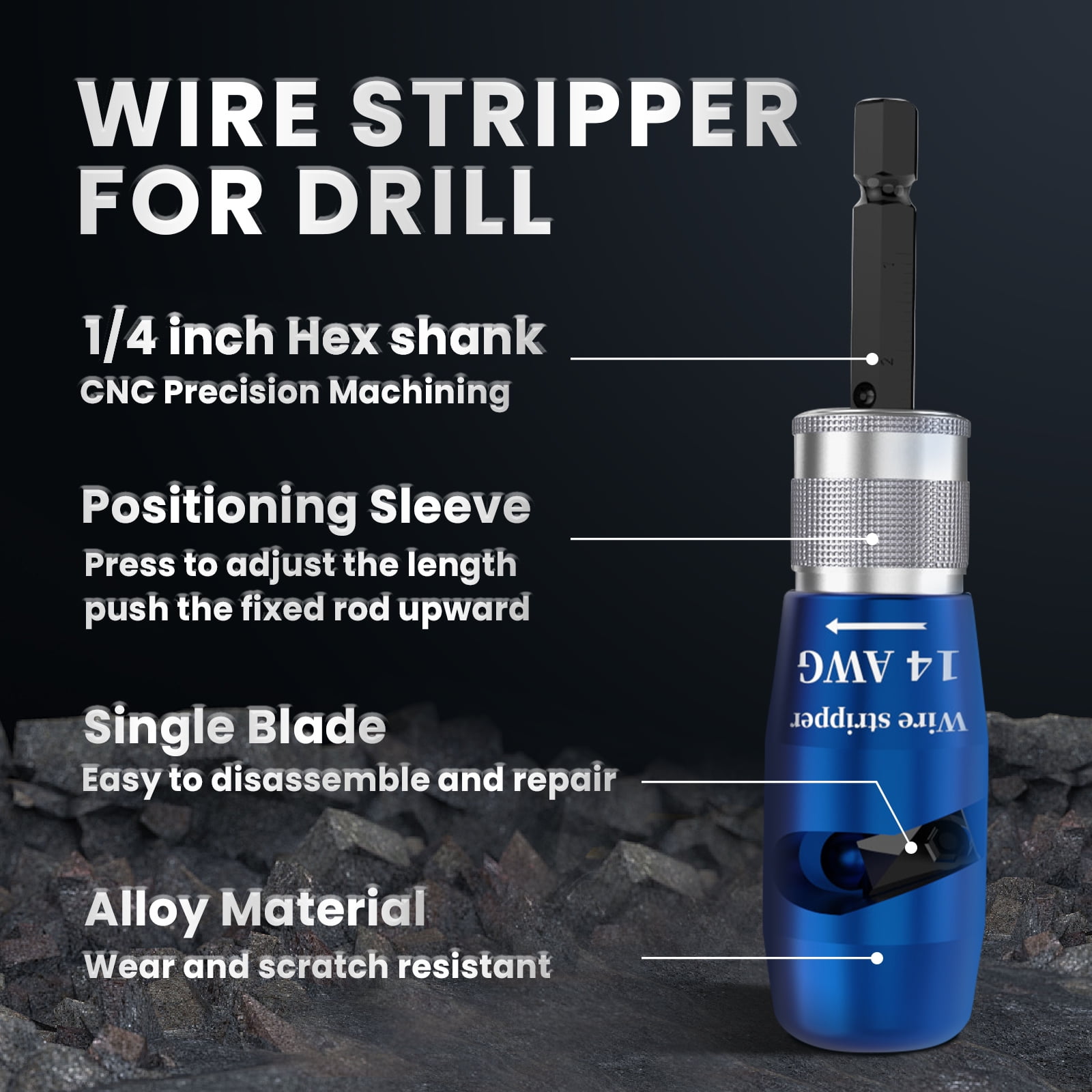 Qcwqmyl Wire Stripper and Twister Tool for Drill Multi-Gauge AWG 6-14 Wire Stripping and Twisting Kit 33-Piece Set