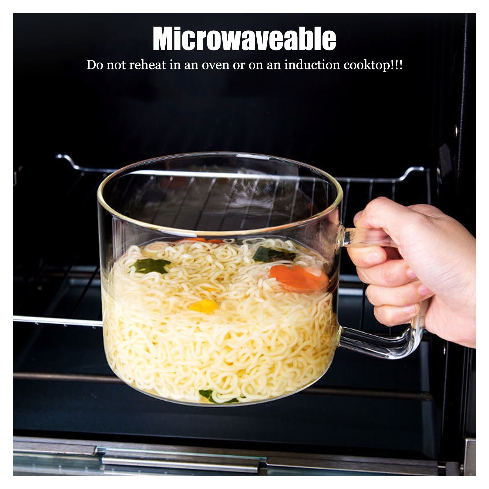 Heat-resistant glass pot with lid, glass pots for cooking soup pot multifunctional cooking pot, heatable transparent noodle pot for soup salad instant noodles
